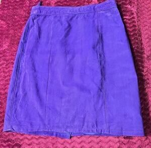 The Limited Women's Purple Genuine Leather Suede Pencil Skirt Size 12 Vintage